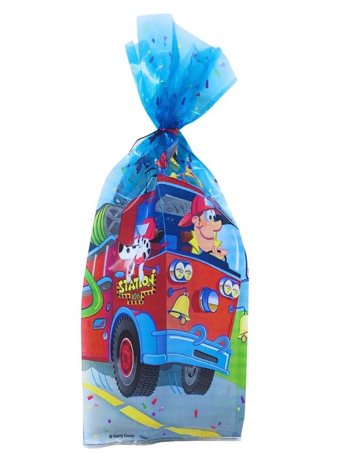 AoneFun Firefighter Birthday - Pack of 20 Firetruck Birthday Bags with twist ties for Party Treats party Cellophane Party Favor Bags for Boys Fire Truck Goodie Boys Goodie - Image 1